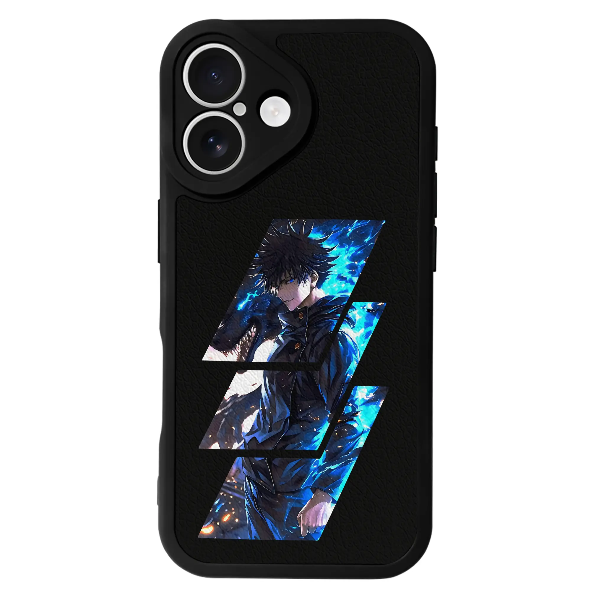 呪術廻戦 グッズ,伏黒 恵 - IPhone 16シリーズ対応 ・ シリコンスマホケース ・ レザー調 ・ 高精度フィット ・ 耐衝撃 ・ ワイヤレス充電対応 ・ 精密カット